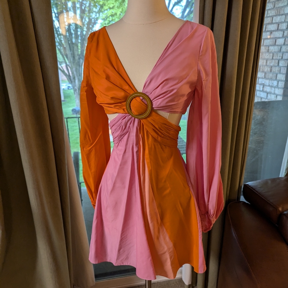 Staud Gulf A-Line Cutout Dress Barbiecore